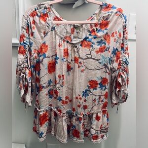 Democracy Off the Shoulder Floral 3/4 Length Sleeve Top (S)